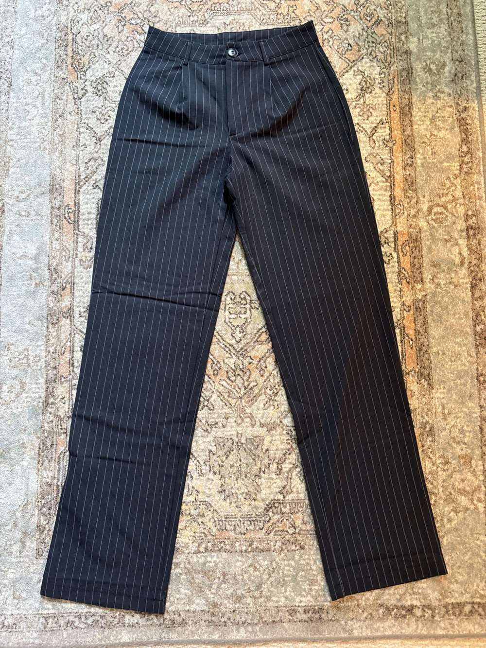 Princess Polly Black Pinstripe Trousers